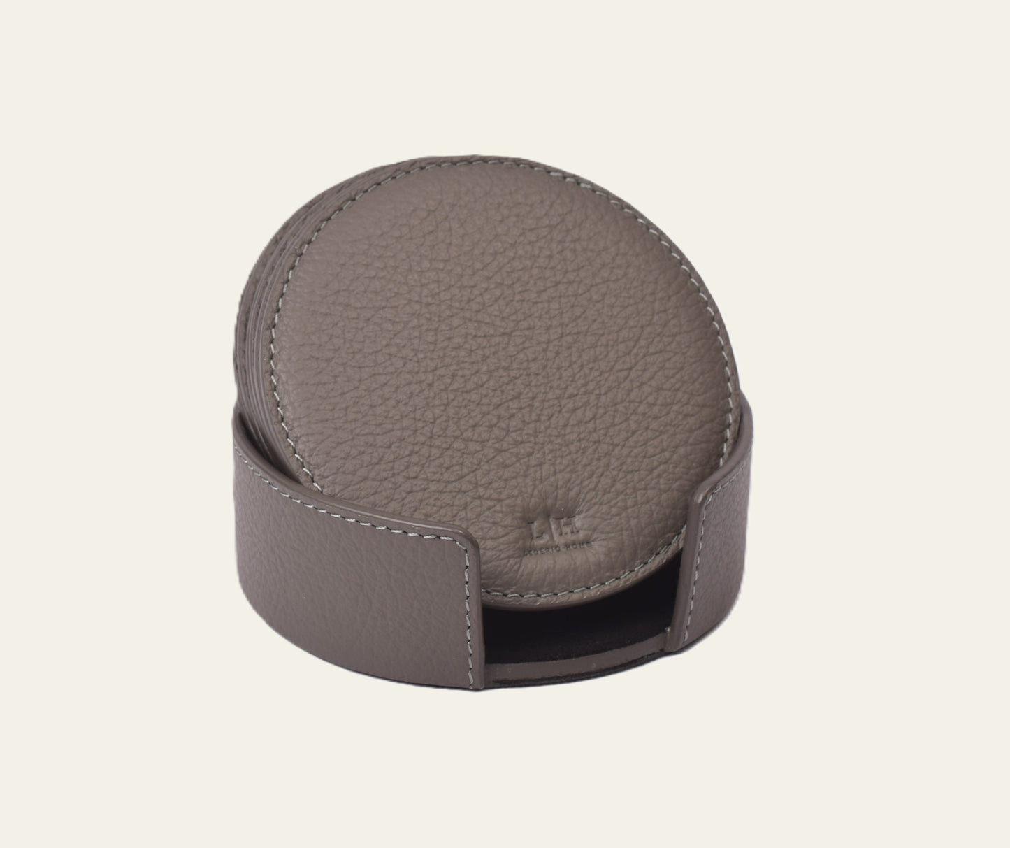 Runde Glasuntersetzer aus Leder – 6er-Set mit Halter