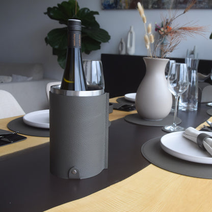 Weinkühler aus Leder mit Edelstahleinsatz – stilvolle Kühlung für Wein & Sekt