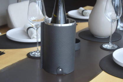 Weinkühler aus Leder mit Edelstahleinsatz – stilvolle Kühlung für Wein & Sekt