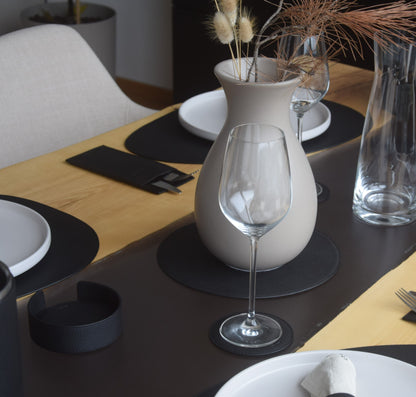 Runde Glasuntersetzer aus Leder – 6er-Set mit Halter