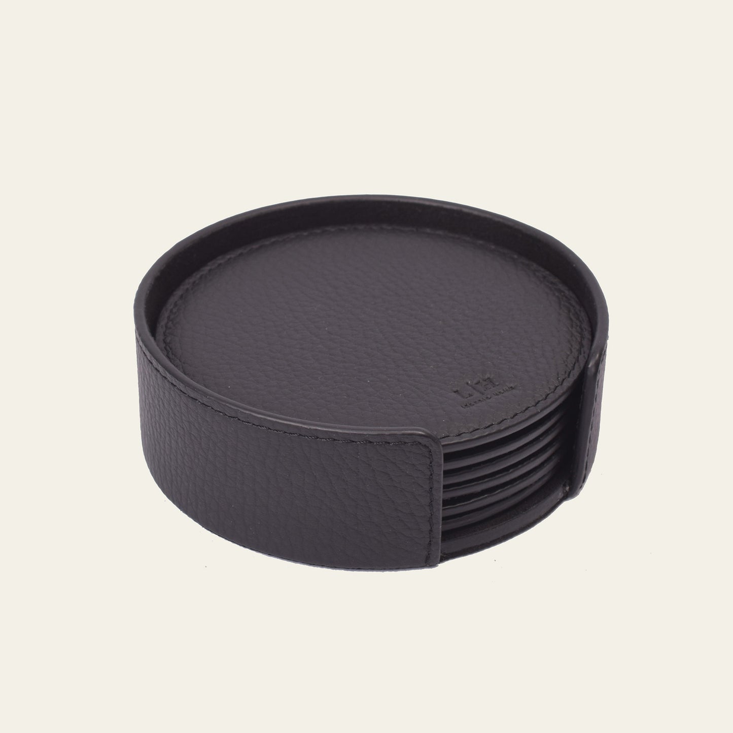 Runde Glasuntersetzer aus Leder – 6er-Set mit Halter