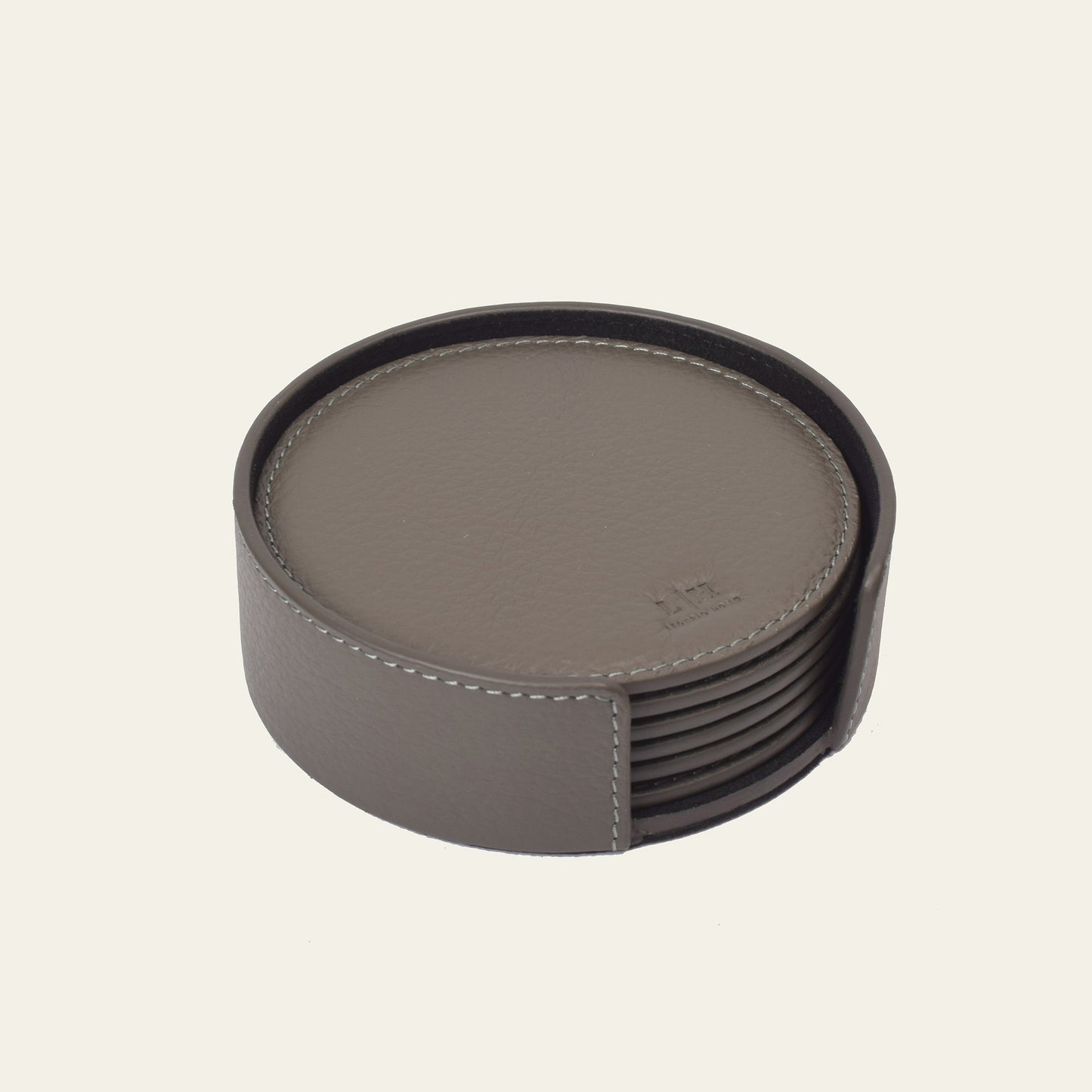 Runde Glasuntersetzer aus Leder – 6er-Set mit Halter