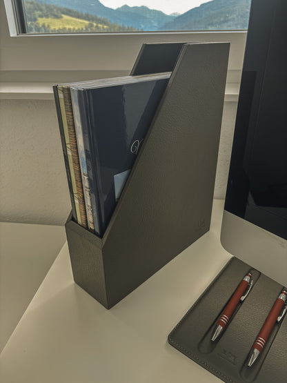 Leder-Stehsammler für Zeitschriften & Unterlagen