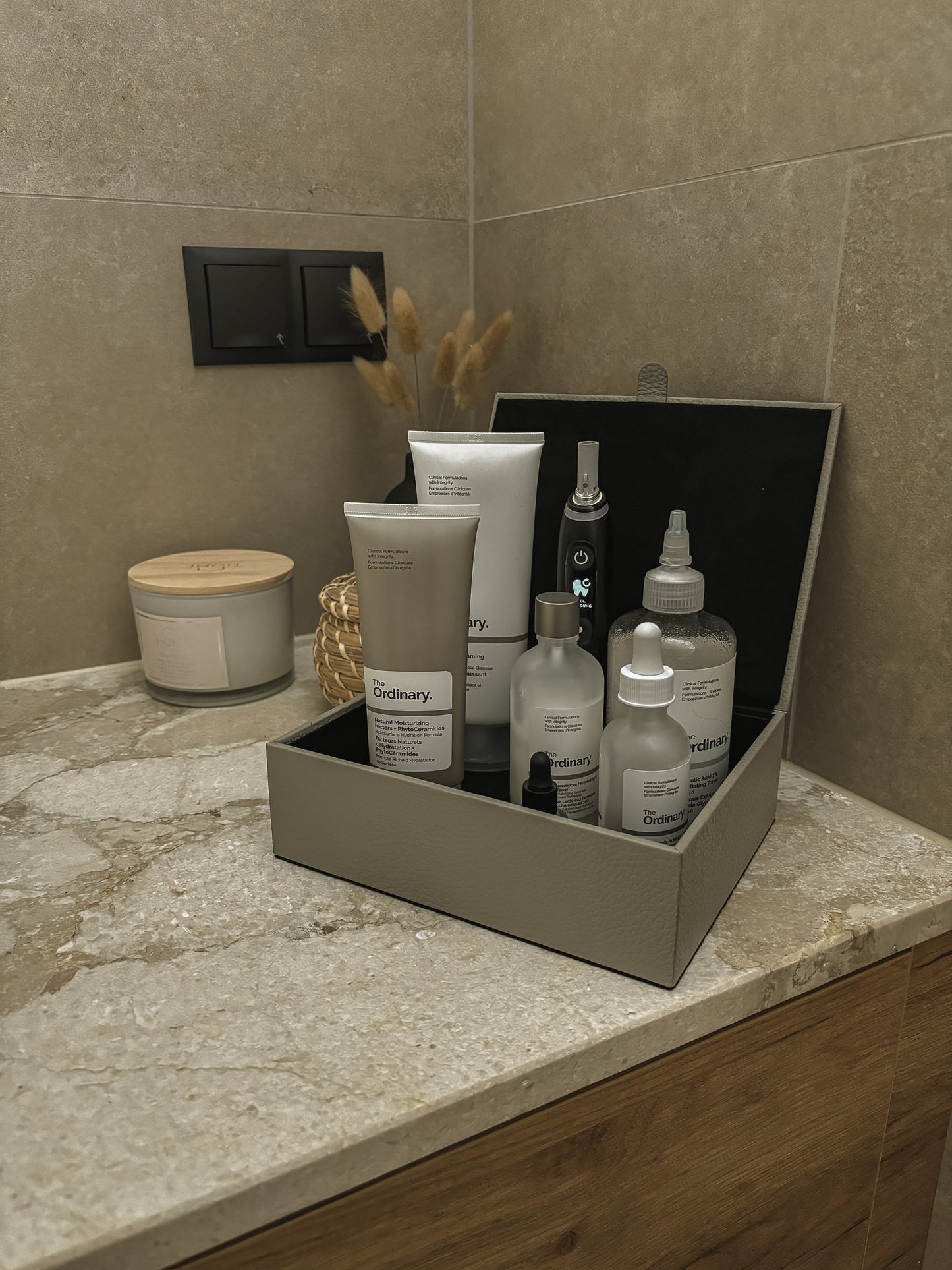 Lederbox mit Deckel – 20 × 16 × 6 cm