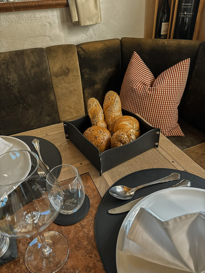 Brotkorb & Obstkorb aus Leder – stilvolle Aufbewahrung mit Charakter – 20 × 20 cm