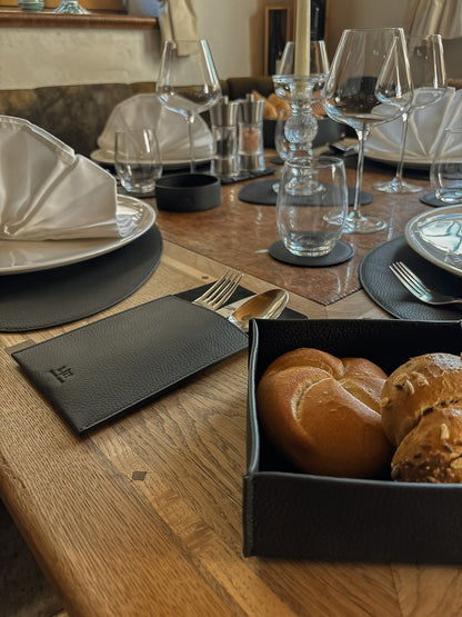 Kleiner Brotkorb & Obstkorb aus Leder – stilvoll und pflegeleicht – 14 × 14 cm