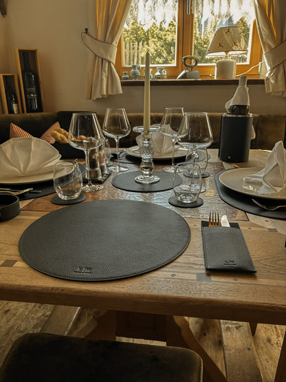 Platzset rund Ø 37 cm – stilvolles Tischset aus echtem Leder
