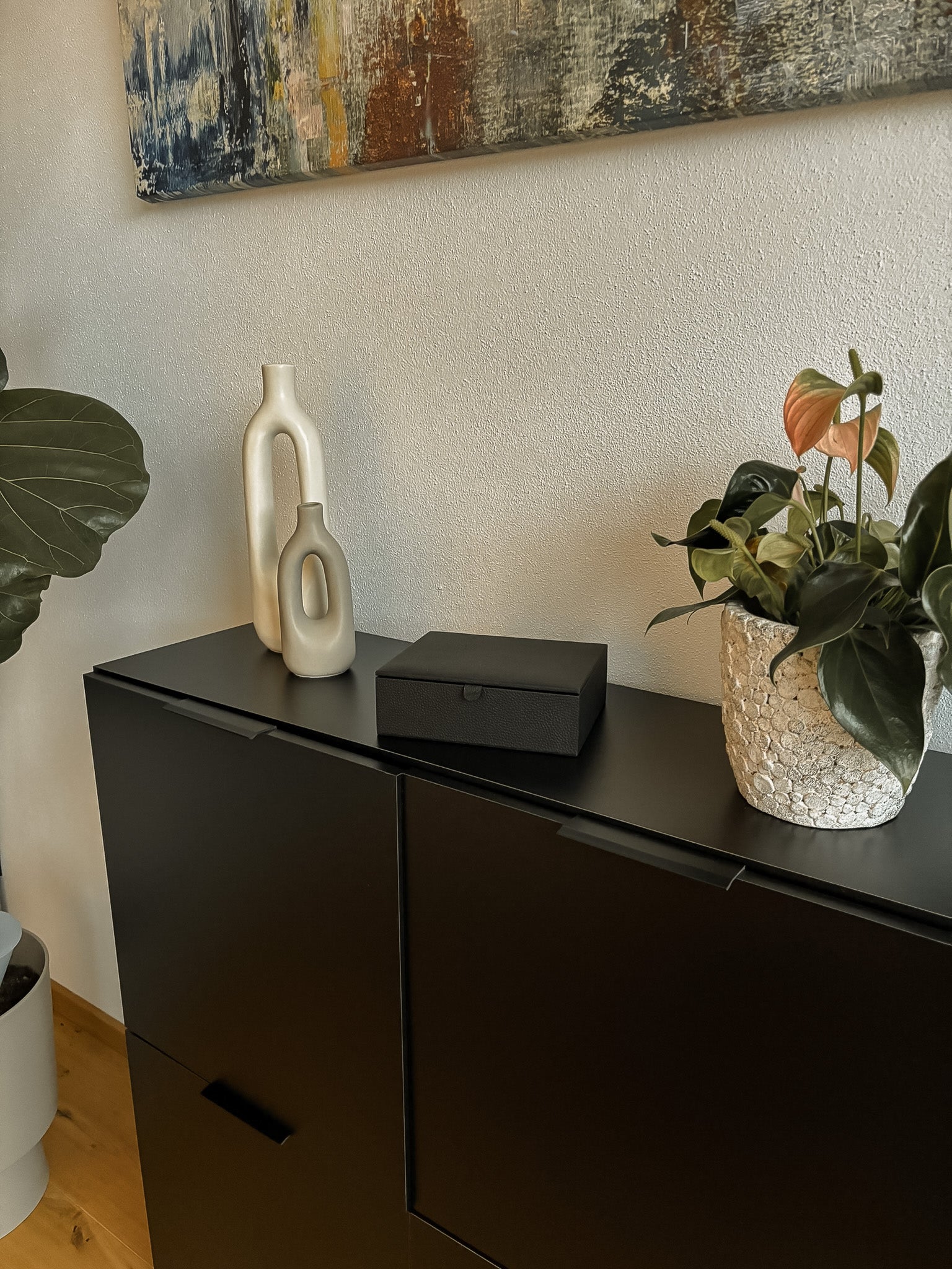 Lederbox mit Deckel – 20 × 16 × 6 cm