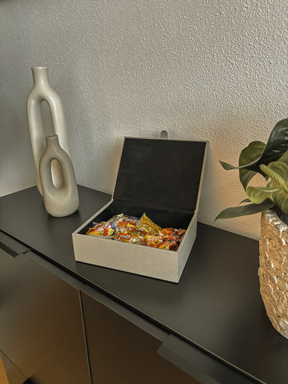 Lederbox mit Deckel – 20 × 16 × 6 cm