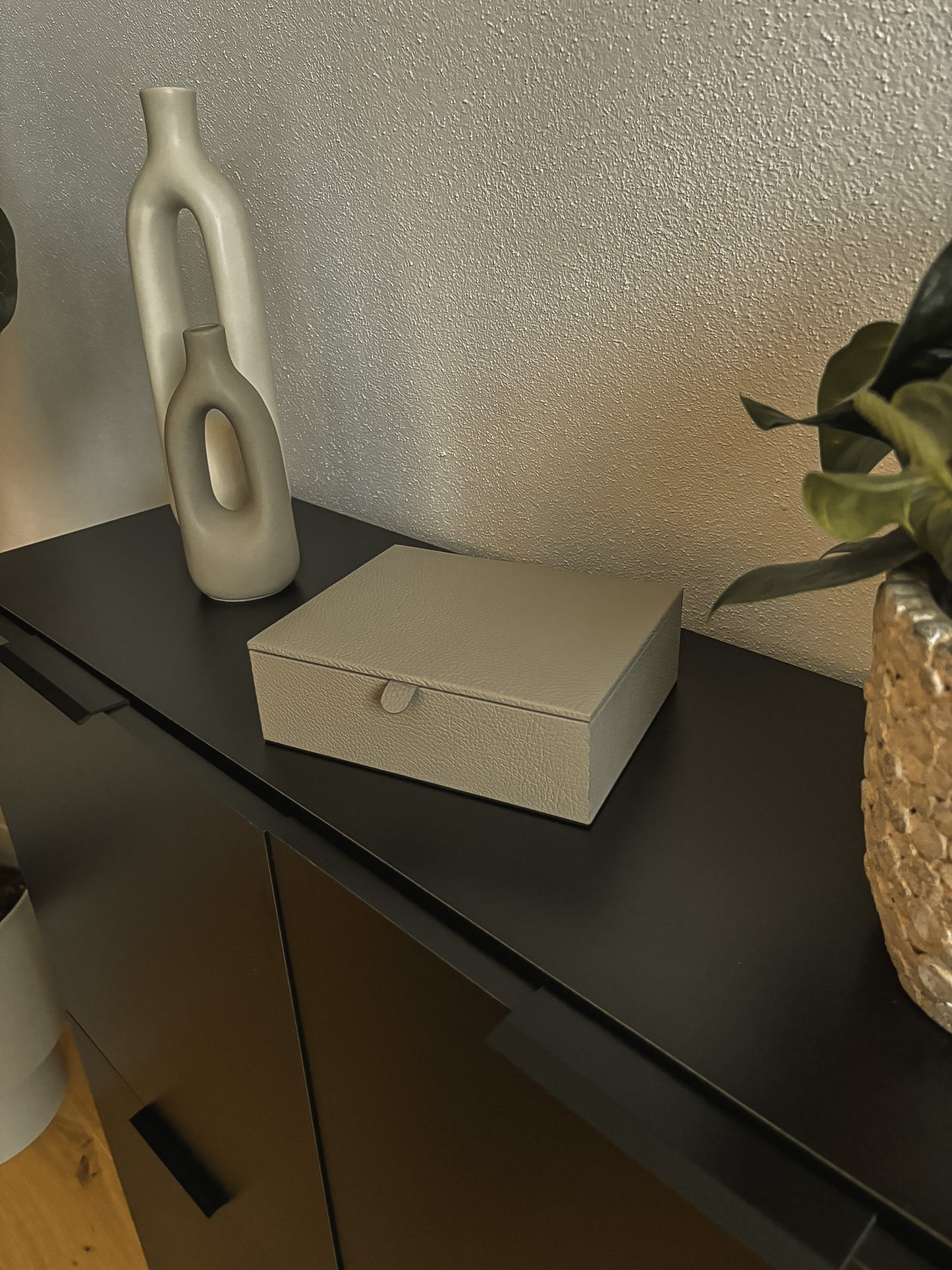 Lederbox mit Deckel – 20 × 16 × 6 cm