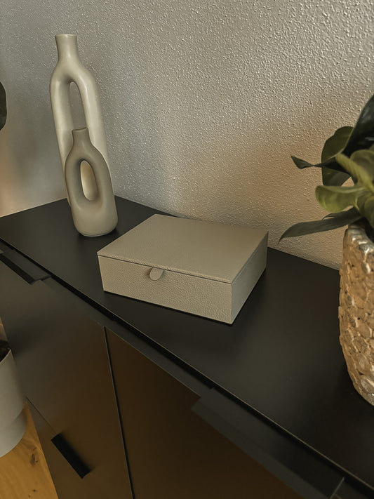 Lederbox mit Deckel – 20 × 16 × 6 cm