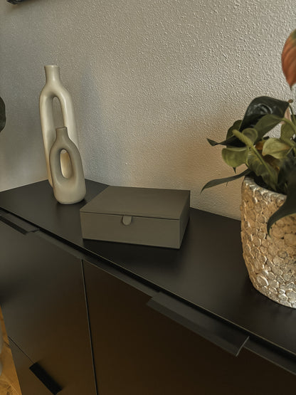 Lederbox mit Deckel – 20 × 16 × 6 cm