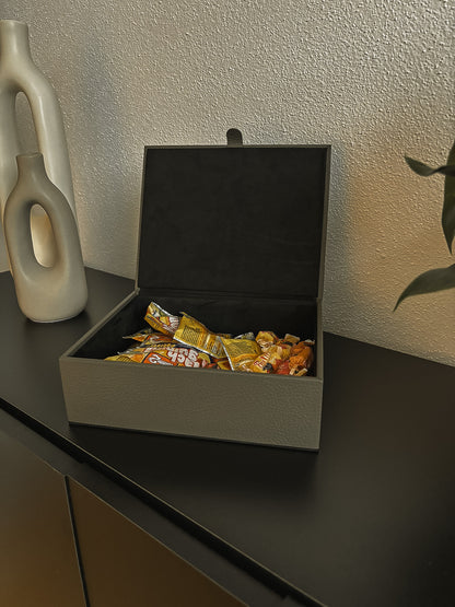 Lederbox mit Deckel – 20 × 16 × 6 cm