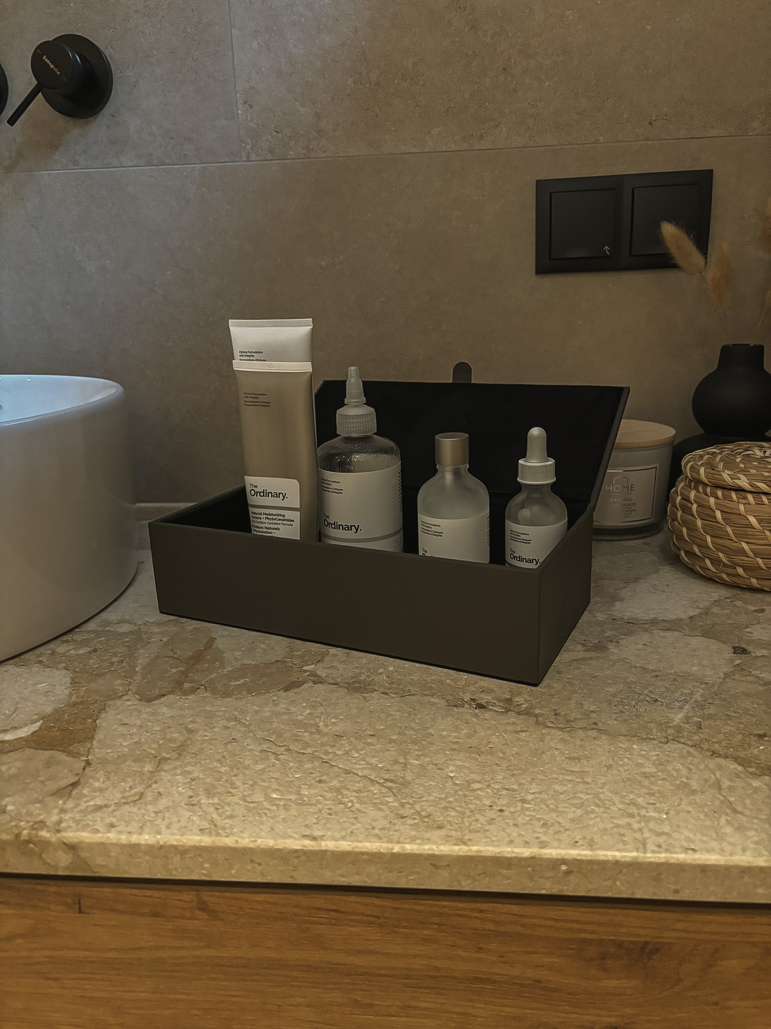 Lederbox mit Deckel – 27 × 13 × 6,5 cm