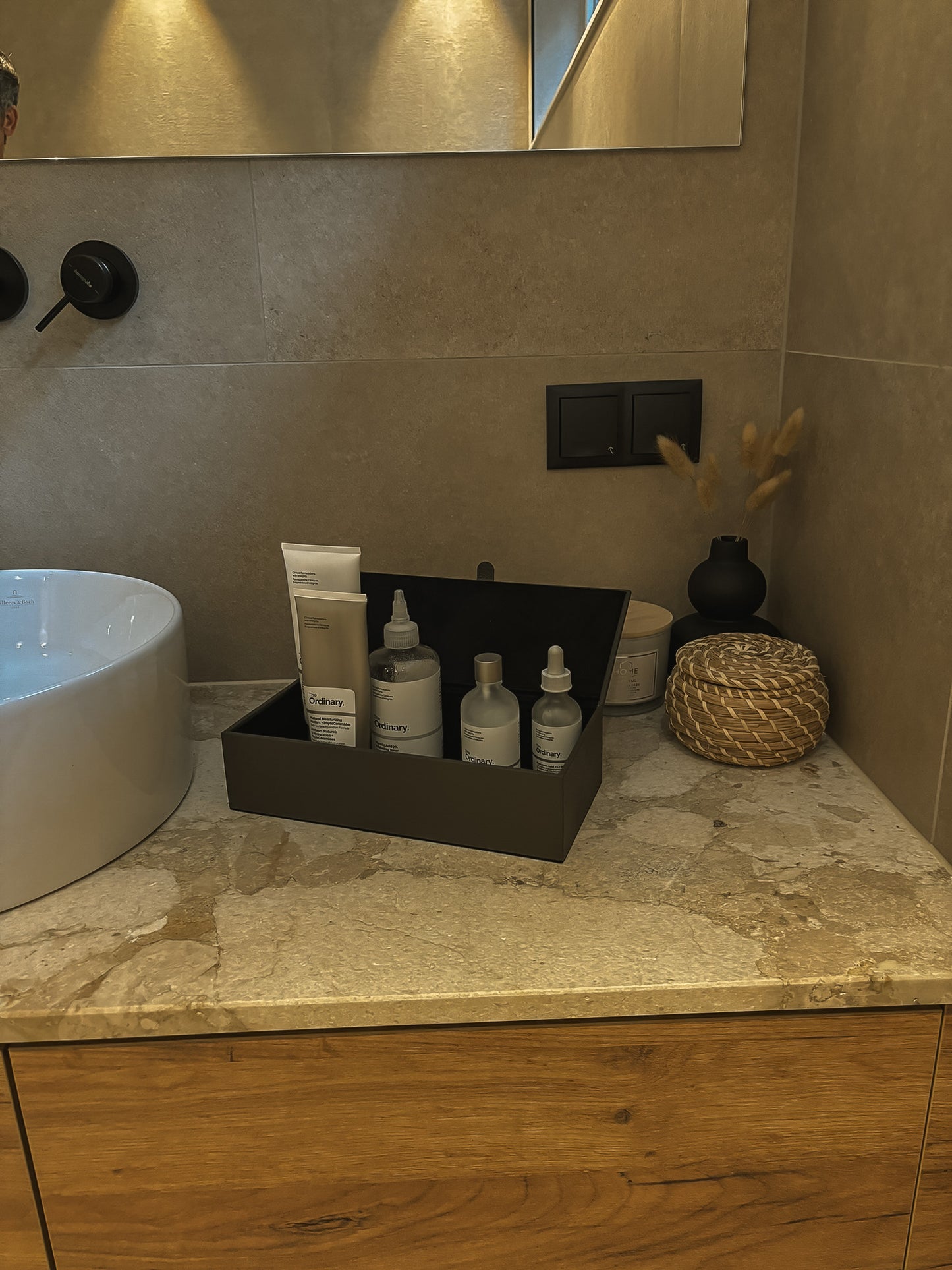 Lederbox mit Deckel – 27 × 13 × 6,5 cm