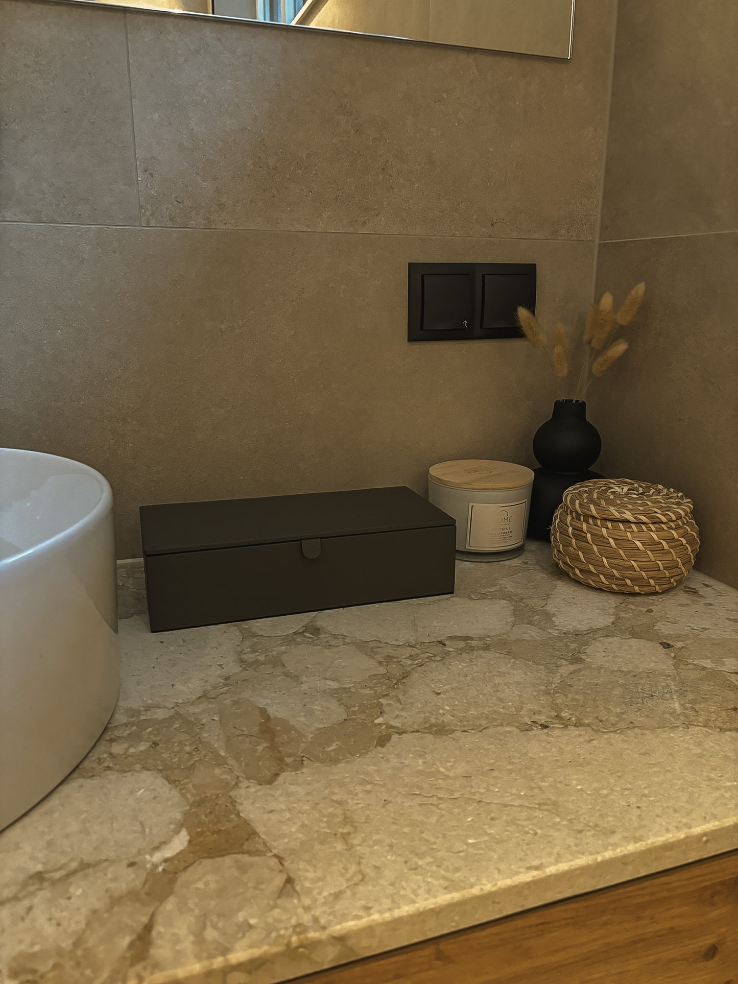 Lederbox mit Deckel – 27 × 13 × 6,5 cm