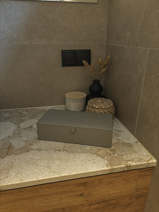 Lederbox mit Deckel – 27 × 13 × 6,5 cm