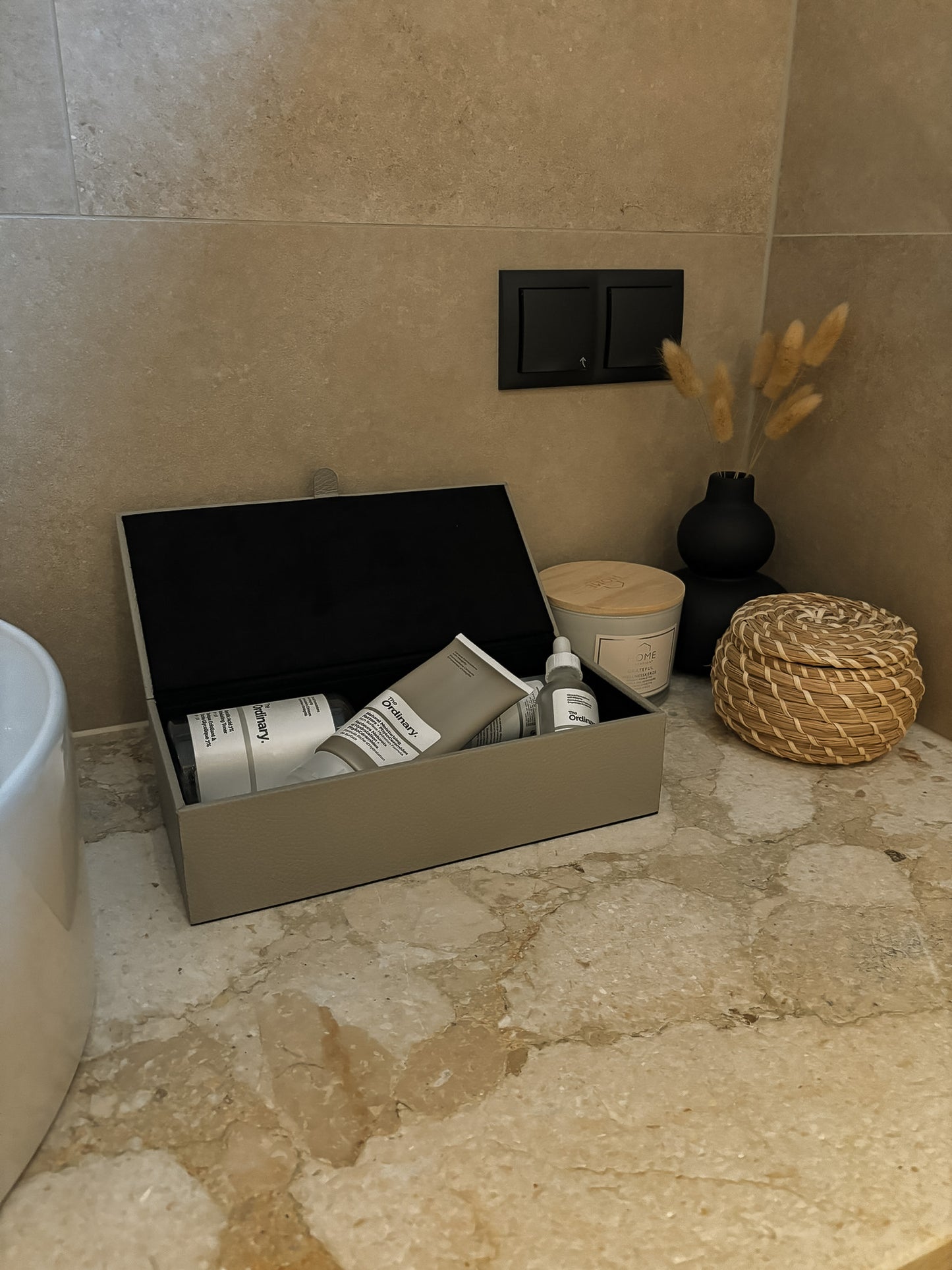 Lederbox mit Deckel – 27 × 13 × 6,5 cm