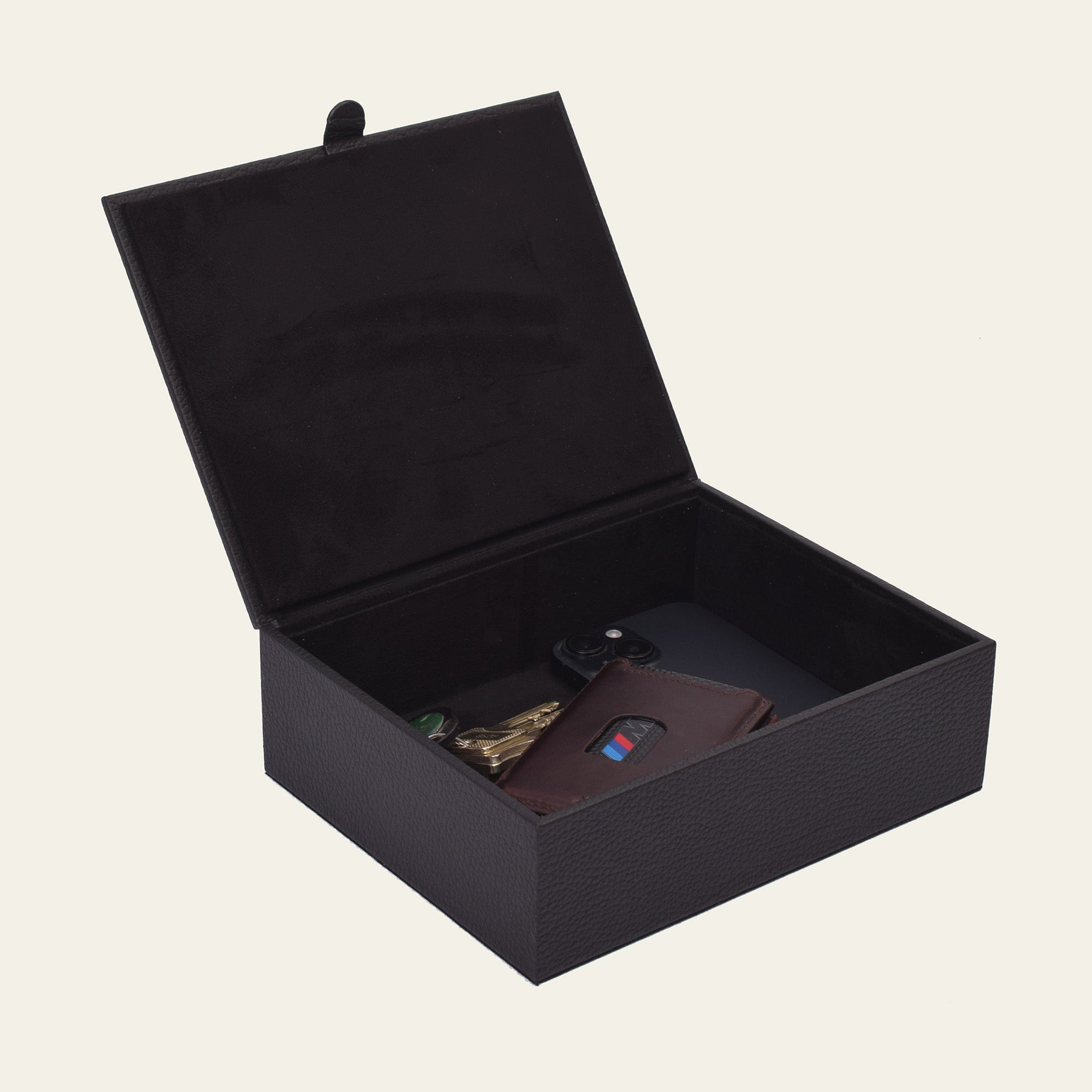 Lederbox mit Deckel – 20 × 16 × 6 cm