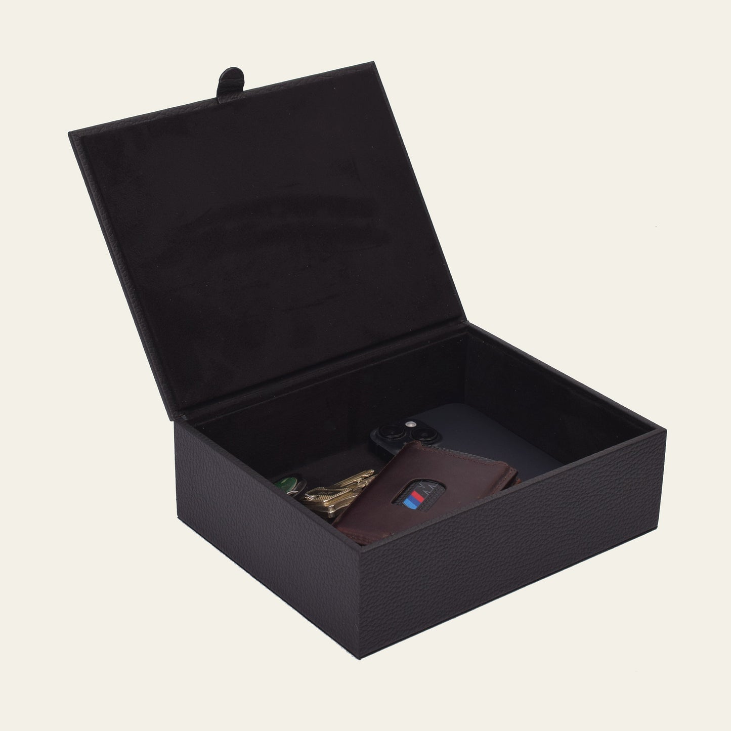Lederbox mit Deckel – 20 × 16 × 6 cm