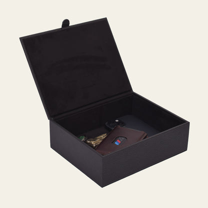 Lederbox mit Deckel – 20 × 16 × 6 cm