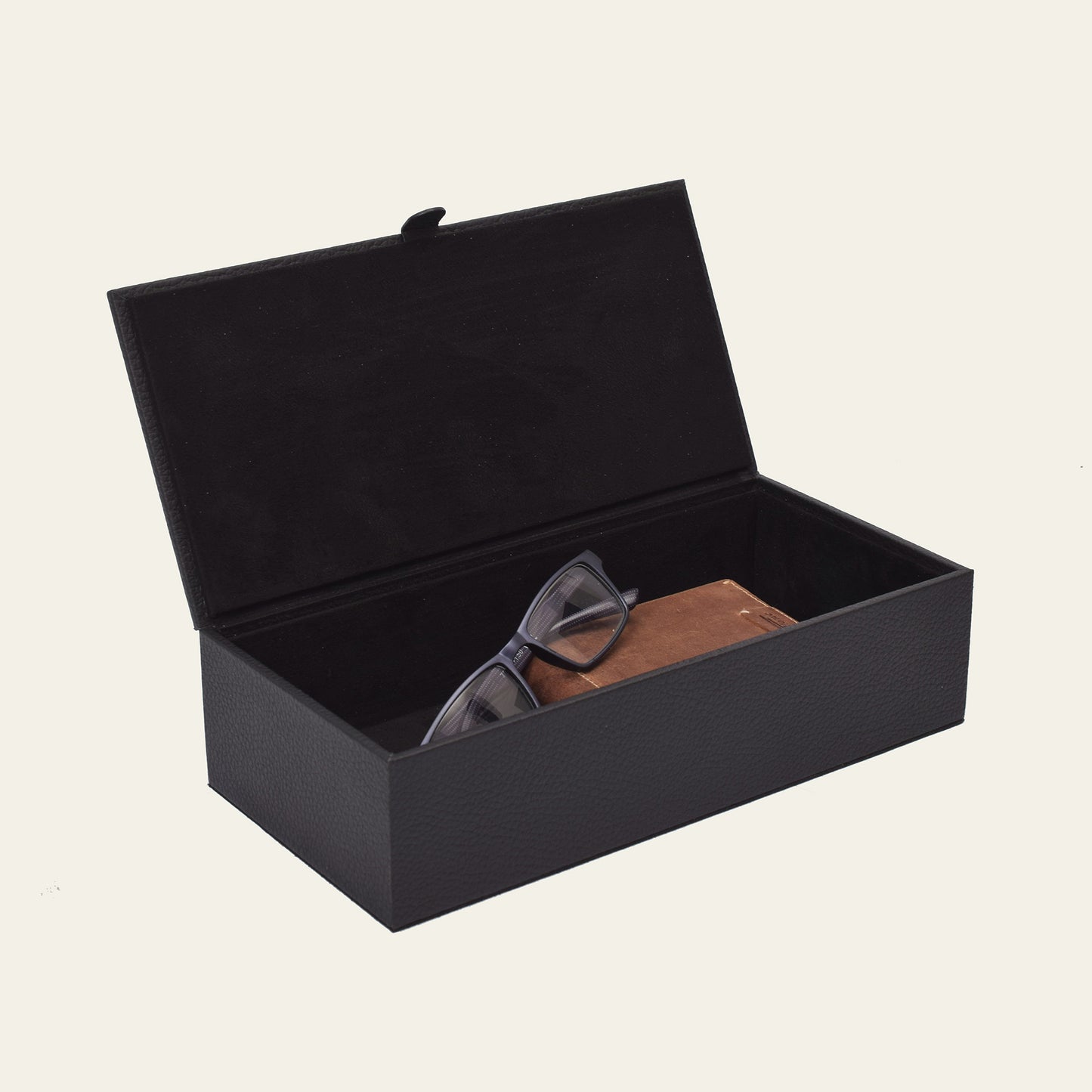 Lederbox mit Deckel – 27 × 13 × 6,5 cm