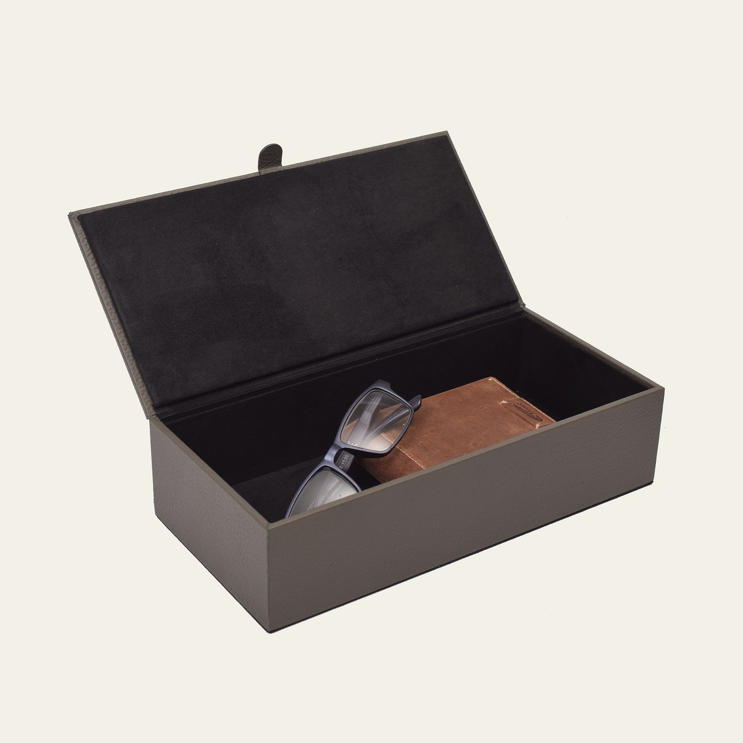 Lederbox mit Deckel – 27 × 13 × 6,5 cm