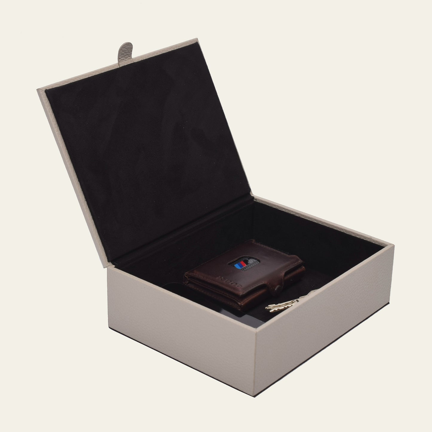 Lederbox mit Deckel – 20 × 16 × 6 cm