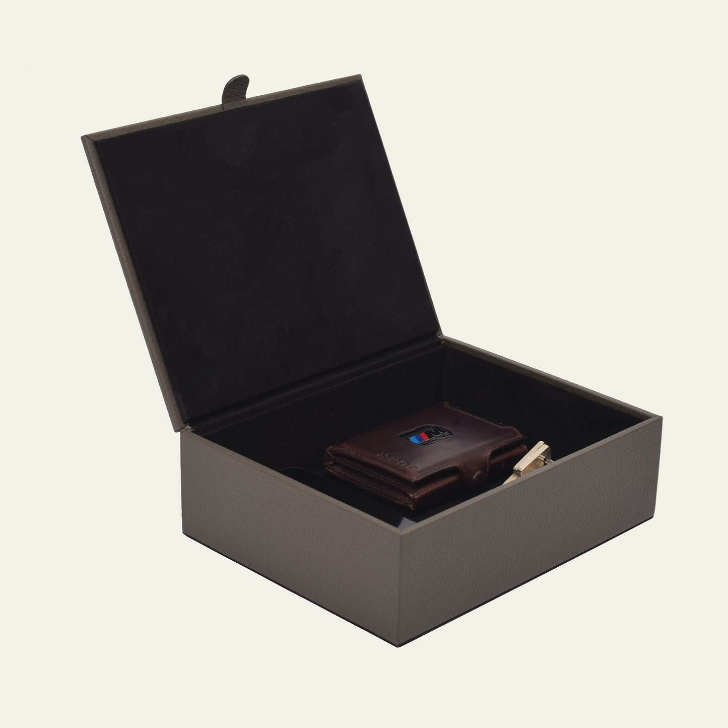 Lederbox mit Deckel – 20 × 16 × 6 cm