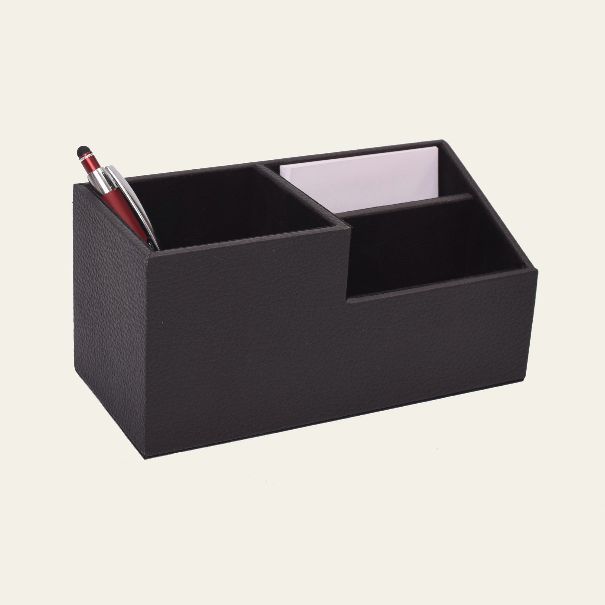 Schreibtischorganizer aus Leder – mit Innenfächern, 10,5 × 9 × 9 cm