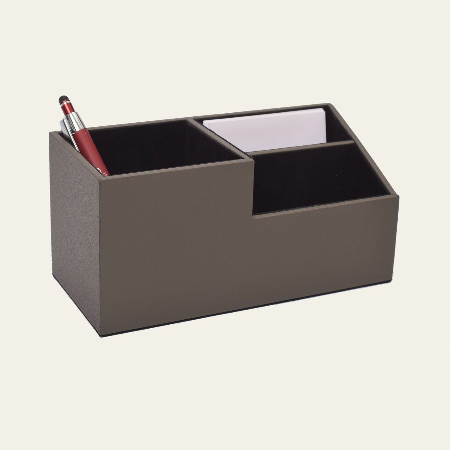 Schreibtischorganizer aus Leder – mit Innenfächern, 10,5 × 9 × 9 cm