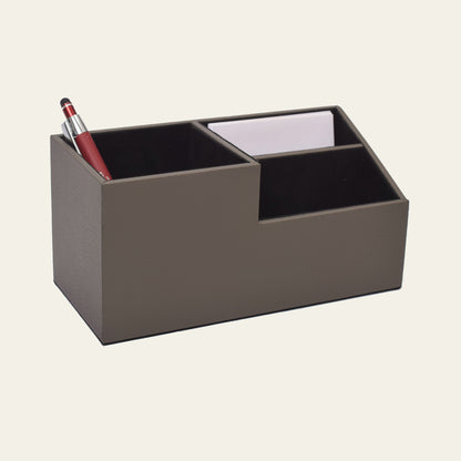 Schreibtischorganizer aus Leder – mit Innenfächern, 10,5 × 9 × 9 cm