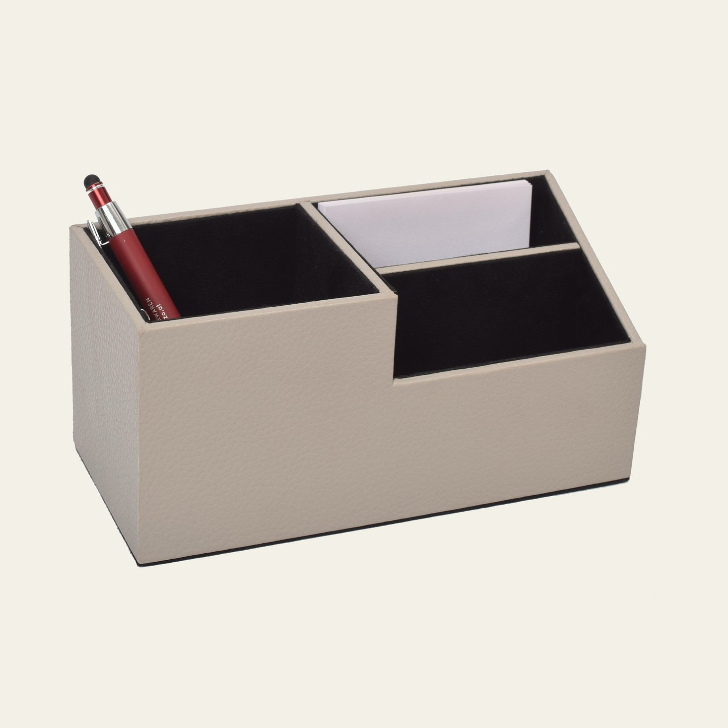Schreibtischorganizer aus Leder – mit Innenfächern, 10,5 × 9 × 9 cm