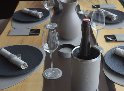 Runde Glasuntersetzer aus Leder – 6er-Set mit Halter